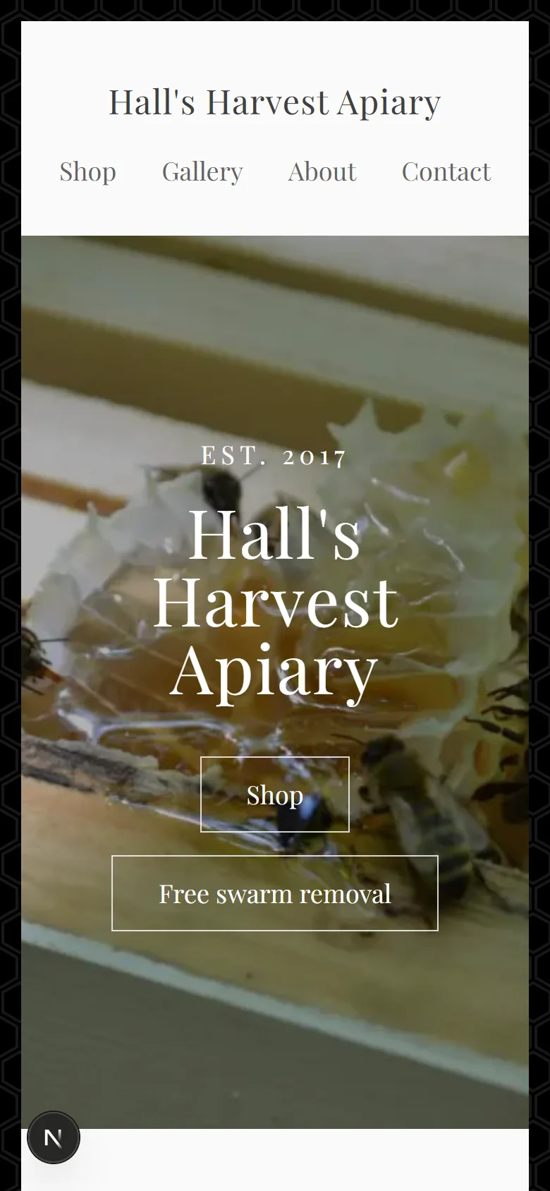 Hall's Harvest Apiary on a phone